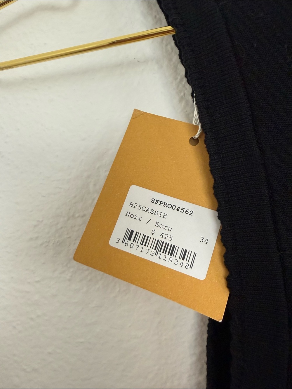 Sandro Paris Cassie Knit Mini Dress Black Cream - Picture 3 of 3